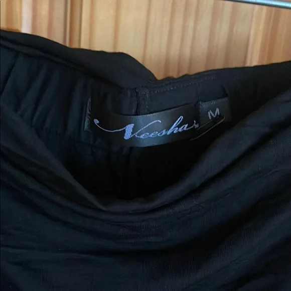 Black wide leg pant with skirt & Side Ties - Picture 3 of 12